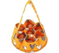 Volakebeing Mini cesta de recolección de huevos con 7 bolsas para huevos de gallina, pato y ganso, soporte duradero de lona Oxford para huevos de granja, diseño compacto rústico beige