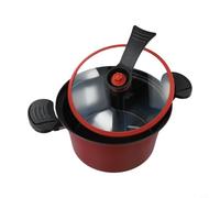 Volakebeing Olla de cocción lenta a presión de 3,5 L, sin interior, segura para llama abierta, para guisar, cocinar al vapor, cocción lenta, compatible con gas (rojo SS304 24 cm)