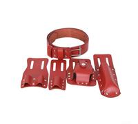 Volakebeing Organizador de herramientas de cuero con 4 soportes móviles para llaves de nivel, martillos y llaves, compatible con cinturones de andamio, juego de 5 piezas, marrón, negro (marrón)