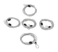 Volakebeing Paquete de 5 cables de seguridad antirrobo de acero con revestimiento de PVC para bicicletas, monopatines, herramientas y escaleras, extremos de doble bucle (plateado)