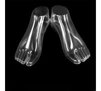 Volakebeing Par de maniquí de pies femeninos para zapatos, joyería, calcetines, modelo de pie de PVC transparente con parte inferior hueca, 22 x 9 cm, sandalia transparente