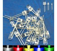 Volakebeing Para 100 luces LED superbrillantes de 3 mm, rojo, azul, verde, blanco, amarillo, LED individuales para proyectos electrónicos, lámparas indicadoras, circuitos de bricolaje (CC 2-3 V