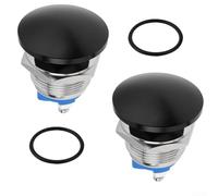 Volakebeing Para 2 interruptores de botón de metal de reinicio automático de 19 mm, botón impermeable IP65 para aplicaciones CA/CC, cabeza de hongo de acero inoxidable con tornillo