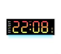 Volakebeing Reloj de pared digital LED RGB con cuenta regresiva y cronómetro de hasta 99 minutos y 59 segundos, pantalla de temperatura interior, ajuste de brillo, colgante de pared (blanco)