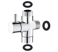Volakebeing Válvula desviadora de tres vías para ducha de baño y bidé, distribuidor de agua de latón G1/2 pulgadas con acabado cromado, compatible con cabezales de ducha estándar