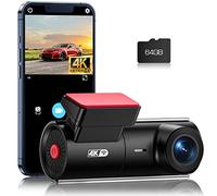 Volam 4K Dashcam, WiFi Dash CAM Coche con Tarjeta 64G, Mini Camara Coche Grabadora, Super Visión, Gran 170°, Control App, Sensor G, Monitor de Aparcamiento, Grabación de Bucle, MAX 128G
