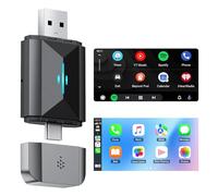 Volam Adaptador inalámbrico Carplay y Android Auto 2 en 1, WiFi de 5 GHz CarPlay con Cable de fábrica Plug and Play Convierte cableado a inalámbrico para automóviles de 2016 y iOS 11+