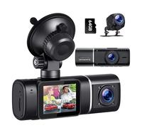 Volam Dash CAM Coche 3 Canales Dashcam 1080P Cámara de Coche con Pantalla LCD de 1.5", Visión Nocturna Infrarroja IR WDR, 170 Gran Angular, Sensor G, Camara Vigilancia para Coche Grabadora