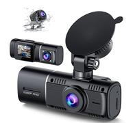 Volam Dash CAM Coche, 3 Canales Dashcam con batería, 1080P Cámara de Coche, Visión Nocturna Infrarroja IR WDR, 170 Gran Angular, Sensor G, Camara Vigilancia para Coche Grabadora, Grabación en Bucle