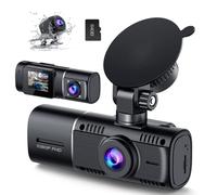 Volam Dashcam 3 Canales Dash CAM Coche 1080P Cámara de Coche con Pantalla LCD de 1.5", Visión Nocturna Infrarroja IR WDR, 170 Gran Angular, Sensor G, con Tarjeta 64 GB