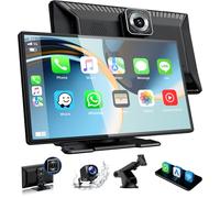 Volam Pantalla CarPlay de 9 Pulgadas on Apple Carplay y Android Auto Radio Portatil para Coche Compatible con 1080P HD Tarjeta TF de 64GB Camara Frontal Trasera Siri G00gle Mirror Link Bluetooth FM