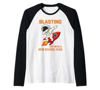 Volando hacia el Nuevo año Escolar Astronauta Dab Rocket Camiseta Manga Raglan