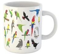 Volando Varios Loros Dibujos Animados Cacatúa Periquito Guacamayo Pájaro Cacatúa Tazón Cerámica Tazas Té Graciosa Tazas De Regalo Regalos Divertidos Para Amigos Navidad Familiares 330Ml