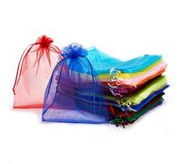 Volanic 100 bolsas de regalo de organza con cordón transparente de 6 x 9 pulgadas, bolsa de regalo para fiestas, bodas, caramelos de Navidad, 20 colores