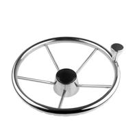 Volante de acero inoxidable con pomo, 13-1/2 pulgadas, 5 radios, compatible con embarcaciones marinas.(With knob)