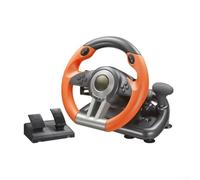 Volante de carreras con pedales para PS4 para Xbox PC Switch - Rueda de juego de rotación de 180 grados con palancas de cambios y ventosas, negro y naranja, 30 cm (naranja)