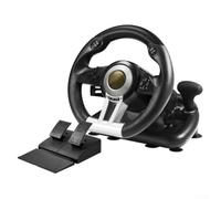 Volante de carreras con pedales para PS4 para Xbox PC Switch - Rueda de juego de rotación de 180 grados con palancas de cambios y ventosas, negro y naranja, 30 cm (negro)