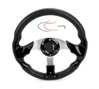 Volante de carreras de 13 pulgadas para rendimiento de deriva con agarre de material de poliuretano y ajuste para actualización personalizada de coche, color negro (negro)