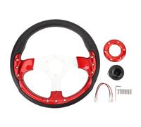 Volante de carreras de 13 pulgadas, volante de coche con envoltura de poliuretano y marco de aluminio, agarre mejorado resistente a los impactos para adaptador estándar de cubo de 6 agujeros, volante