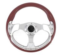 Volante de Carreras de 13 Pulgadas, Volante Estilo Carrera de Cuero PU con Radios de Aluminio, Volante Deportivo Universal para Automóvil de 6 Pernos (Silver)