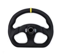 Volante de carreras en forma de D de 330 mm, cubierta de piel auténtica, diseño de fondo plano para carreras Drift/Sim, compatible con juegos de PC y coches reales (patrón universal de pernos de 6