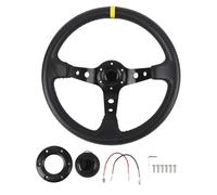 Volante de Carreras, Volante de Coche de Fibra de Carbono, Volante Deportivo Universal de 14 Pulgadas con Botón de Bocina para Adaptador de Cubo de 6 Orificios, Volante de