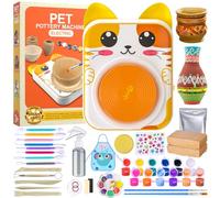 Volante de cerámica para niños, mini volante de cerámica para principiantes, kit de pintura de cerámica y herramientas de escultura de arcilla para niños,velocidad ajustable, para niños de 6 a 12 años