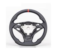 Volante de cuero completo compatible con BMW E60 E61 E63 M5 2005-2010 Volante de cuero perforado Raya roja M Costuras de colores(Style 1)