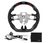 Volante de dirección de fibra de carbono con luces de cambio LED Pantalla de carrera LCD Bottom plano D Diseño de carreras Perforado Puques de cuero Perforado Caminatas de los