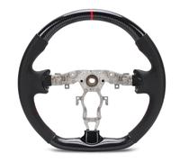 Volante De Estilo Fibra De Carbono Hydro Dip, De Cuero Perforado Con Costuras Rojas Para 370Z 2009-2020 - Diseño Ergonómico, Acabado Deportivo, Reemplazo Duradero