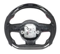 Volante de Fibra de Carbono para Audi R8 42 TT TTS TTRS 8J, Costuras de ante Rojo, Anillo de Reloj Tipo D 12, Volante de Carrera, Volante Inteligente LED, Caja OBD
