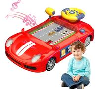 Volante de juguete con música & SONIDO, SIMULADOR DE CONDUCCIÓN COCHA BABY RECURA Toy Interactive Battery Direction Batter Directing para niños de más de 3 años Niñas de Navidad Regalos, rojo