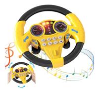 Volante de Juguete para niños, 20 x 19 x 6 cm, Giratorio 360°, con Divertidos Sonidos y Luces, de plástico ABS simulado con Ventosa, para niños de 3 años, Amarillo.