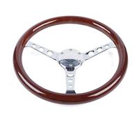 Volante de madera universal, 15 pulgadas, 380 mm, accesorio de tuning, 6 agujeros, caoba, volante vintage