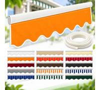 Volante de Recambio para Toldo de Terraza, Faldón Frontal Ondulado de Poliéster Hidrorrepelente con Cordón, Cenefa Decorativa para Toldo Retráctil de Balcón Jardín Porche y Fachada(Orange,16.4FT)