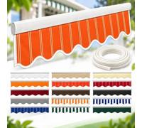 Volante de Recambio para Toldo de Terraza, Faldón Frontal Ondulado de Poliéster Hidrorrepelente con Cordón, Cenefa Decorativa para Toldo Retráctil de Balcón Jardín Porche y Fachada(Dark Orange,13FT)