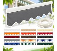 Volante de Recambio para Toldo de Terraza, Faldón Frontal Ondulado de Poliéster Hidrorrepelente con Cordón, Cenefa Decorativa para Toldo Retráctil de Balcón Jardín Porche y Fachada(Gray,8FT)