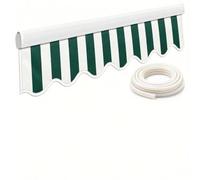 Volante de Recambio para Toldo de Terraza, Faldón Frontal Ondulado de Poliéster Hidrorrepelente con Cordón, Cenefa Decorativa para Toldo Retráctil de Balcón Jardín Porche y Fachada(Green stripes,13FT)