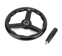 Volante de torno de 3 radios de baquelita negra antideslizante de 250 mm con mango, volante de herramienta de máquina duradero para control de precisión y operación sin esfuerzo.