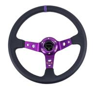 Volante Deportivo Universal De Aluminio Para Coche De 14 Pulgadas Y 350 Mm Para Carreras Y Drifting Levas cambio en el volante(Leather-purple)