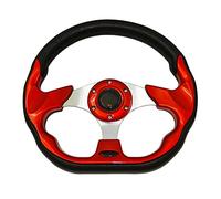 Volante Deportivo Universal, Volante De Carreras Universal 13 "320mm Racing Sports Car Rueda de dirección con botón cuerno fibra carbono(Red)