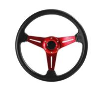 Volante Deportivo,Volante Coche Deportivo Volante deportivo de 350 mm/14 pulgadas aluminio + PU for simulación derrape y juego carreras(Red)