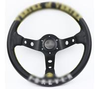 Volante Desplazado 13inch Negro de cuero genuino Volantes Drift deporte Volante Deportivo (Color : Black)