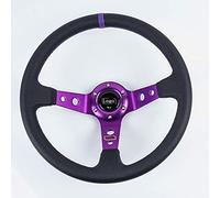 Volante Desplazado Universal 14 pulgadas 350mm CLORURO DE POLIVINILO Ruedas de dirección de carreras automáticas Rueda de ascenso profundo de maíz con la perilla de cambio (Color : A)