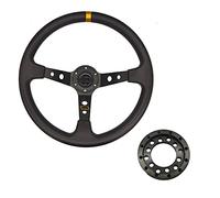 Volante Desplazado, Volante Coche Adaptador de aluminio 24 orificios para la modificación ruedas dirección Conjunto 70 mm Racing Game Placa DIY Piezas(Steering Wheel SetD)