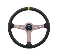 Volante Desplazado, Volante Coche De 15 "pulgadas Universal Car Racing Vining Wheel With Black Spoke 380mm de cuero