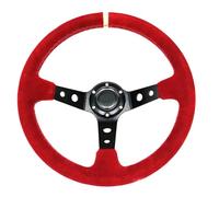 Volante Desplazado, Volante Coche De Gamuza 14 Pulgadas Rojo/azul, Cuero Esmerilado 350mm Cóncavo Profundo, Accesorio Universal Coche(40 x100 cm)