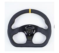 Volante Desplazado,Volante Coche Deportivo Universal 330mm 13 pulgadas Racing Drift Flat Steering Wheel Piel Black Stitching Fit Coche y Simulación(Black Yellow)