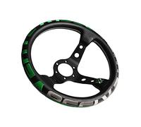 Volante Desplazado, Volante Coche Racing Sport 330mm Deep Universal Cuero Verde Rojo Rueda(Green)