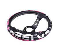 Volante Desplazado, Volante Coche Racing Sport 330mm Deep Universal Cuero Verde Rojo Rueda(Pink)